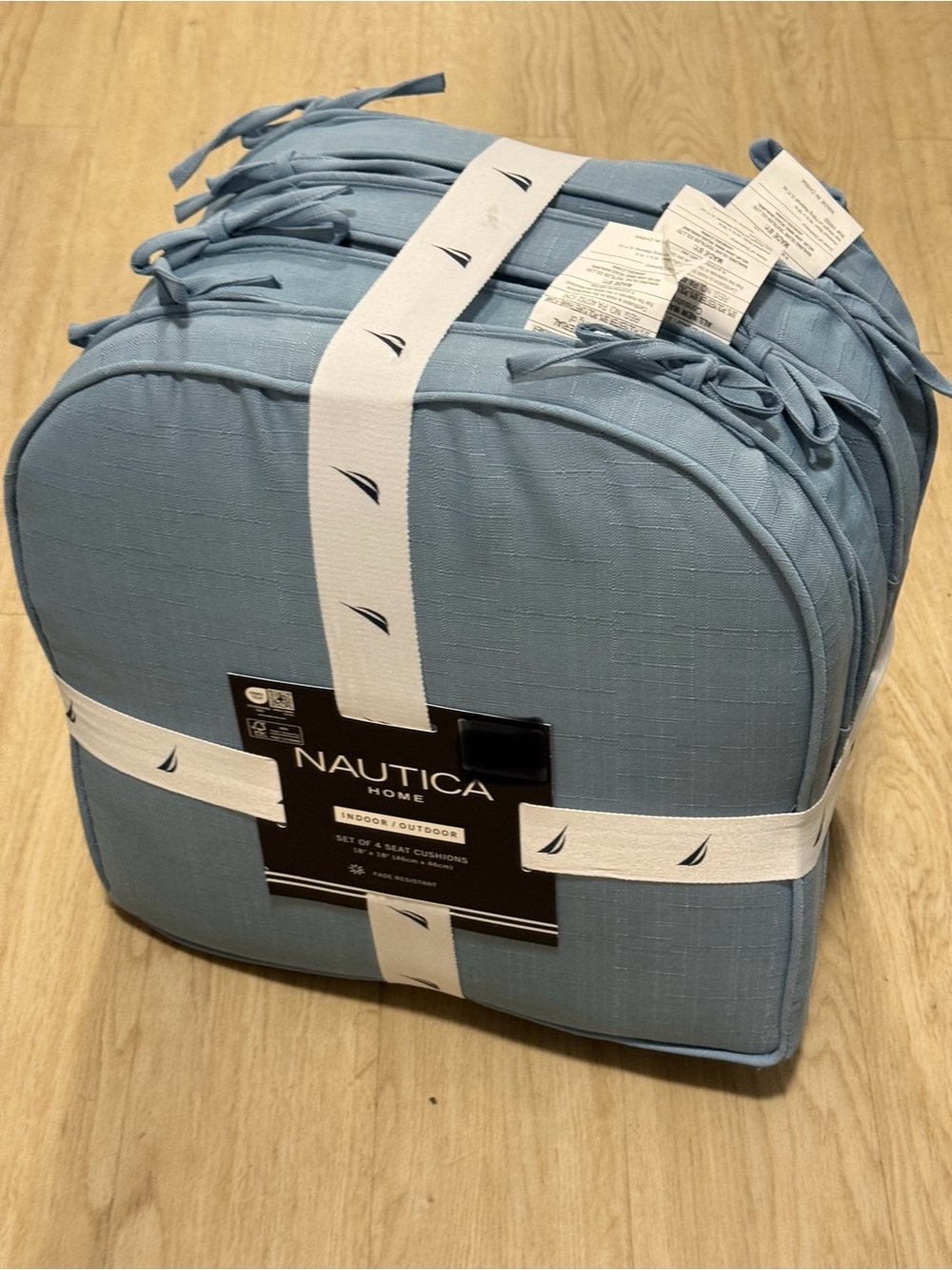 Home Light Blue Tied Seat Cushion Set - 4 Pack